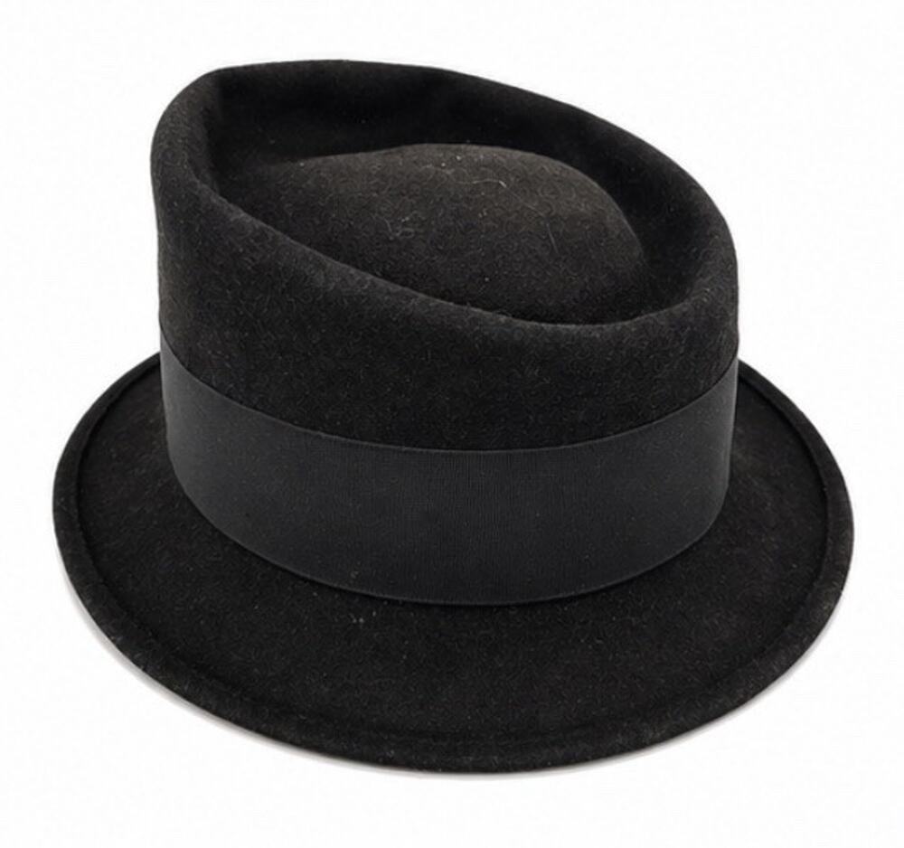 Vintage Dorman Pacific Black Felt Fedora Hat Size 7 1/8 USA Wide Ribbon Bow